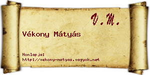 Vékony Mátyás névjegykártya